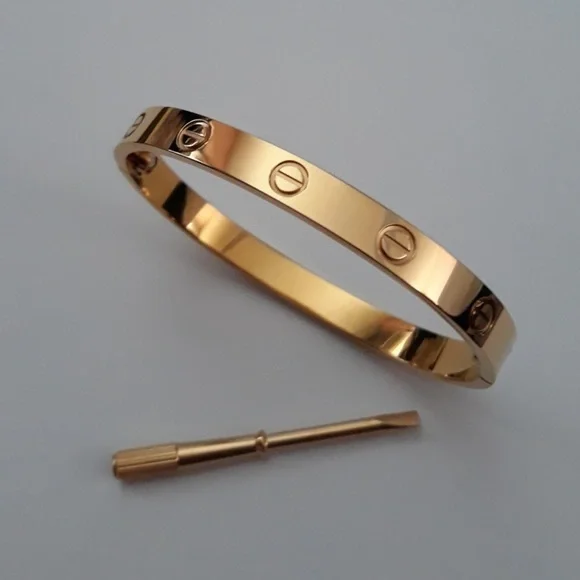 Gold Love Screw Bangle Bracelet with Screw Driver - Picture 2 of 5